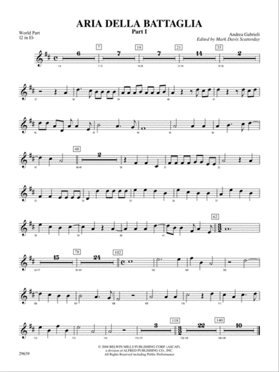 Aria Della Battaglia: (World Part) 12 in Eb Concert Band scores gallery preview page 1