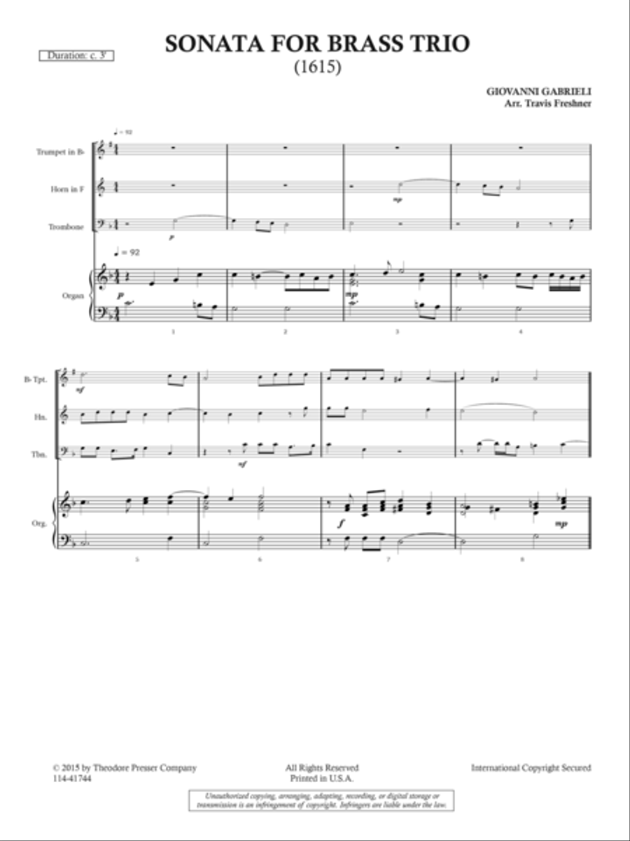 Sonata For Brass Trio (1615) Brass Trio scores gallery preview page 2
