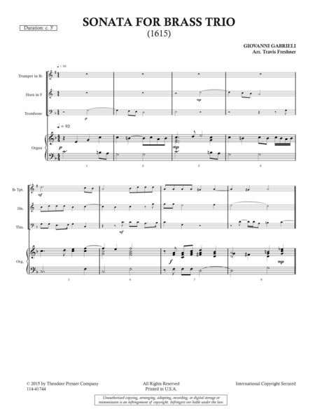 Sonata For Brass Trio (1615)