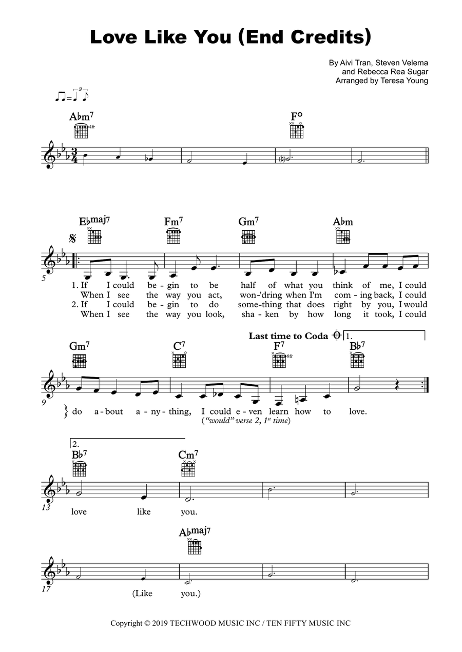 Love Like You (end Credits) Piano scores gallery preview page 1