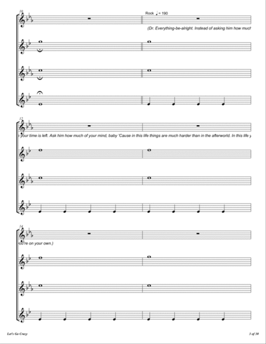 Let's Go Crazy Woodwind Quartet scores gallery preview page 4
