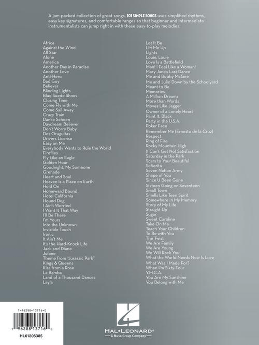 101 Simple Songs Tenor Saxophone scores gallery preview page 7