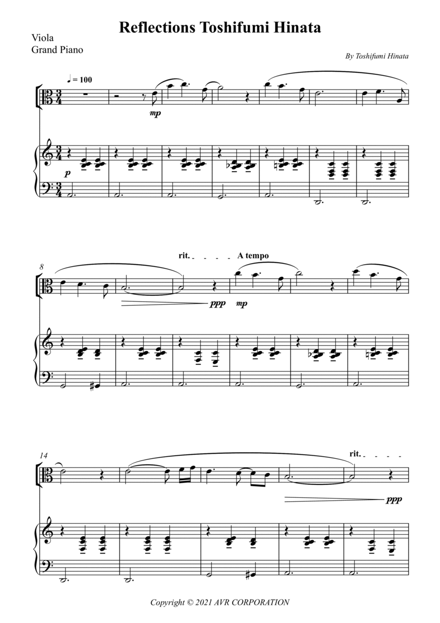 Reflections Toshifumi Hinata Viola scores gallery preview page 1