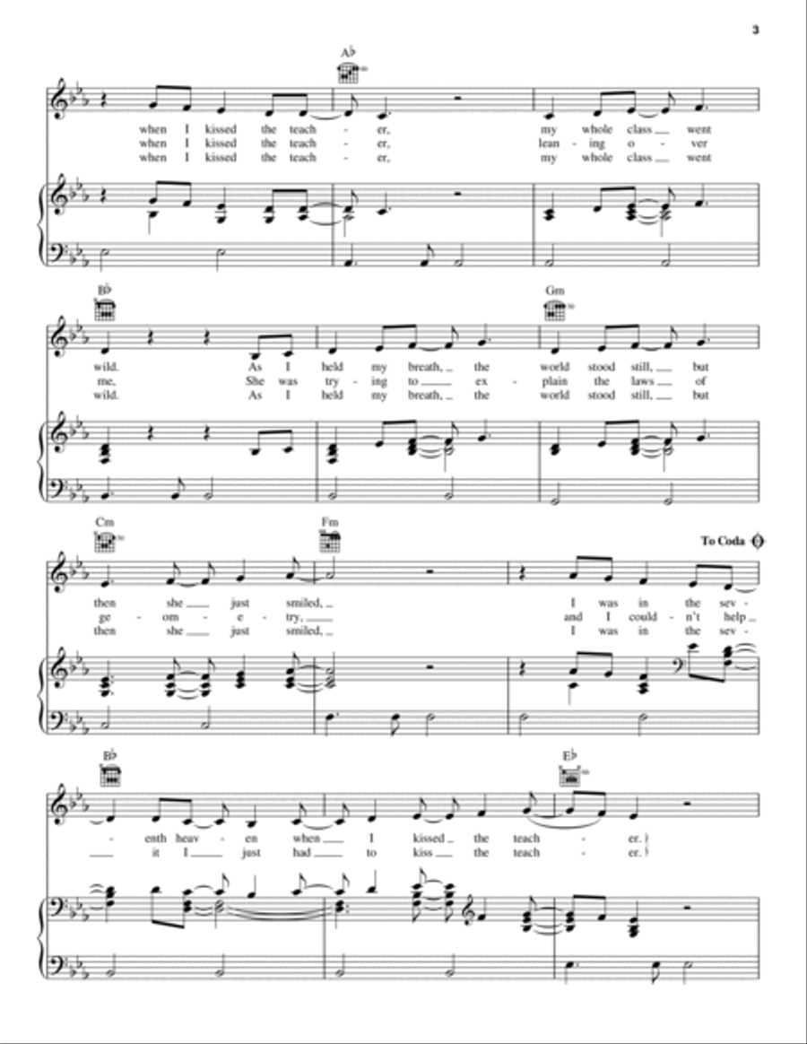 When I Kissed The Teacher (from Mamma Mia! Here We Go Again) Piano, Vocal, Guitar scores gallery preview page 3