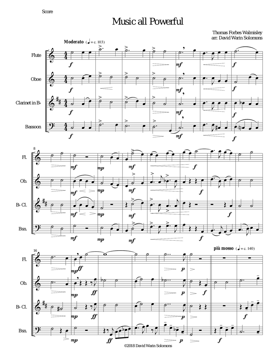 Music all powerful for wind quartet Woodwind Quartet scores gallery preview page 1