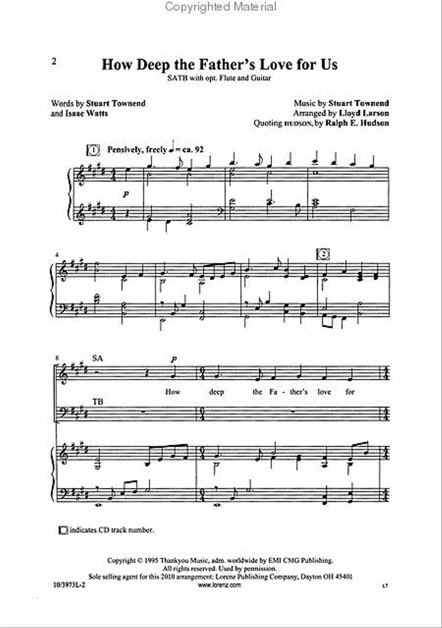 How Deep the Father's Love for Us 4-Part scores gallery preview page 2