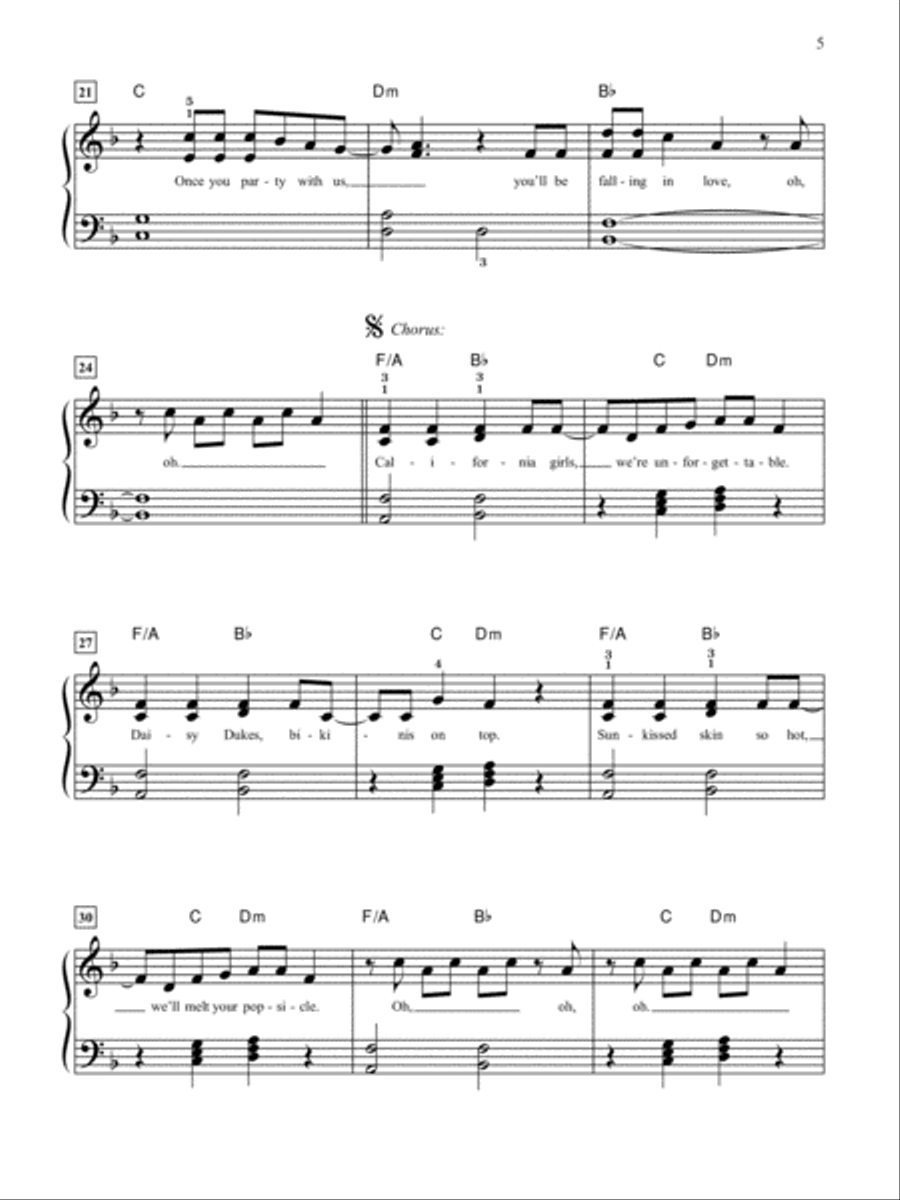 California Gurls Easy Piano scores gallery preview page 3
