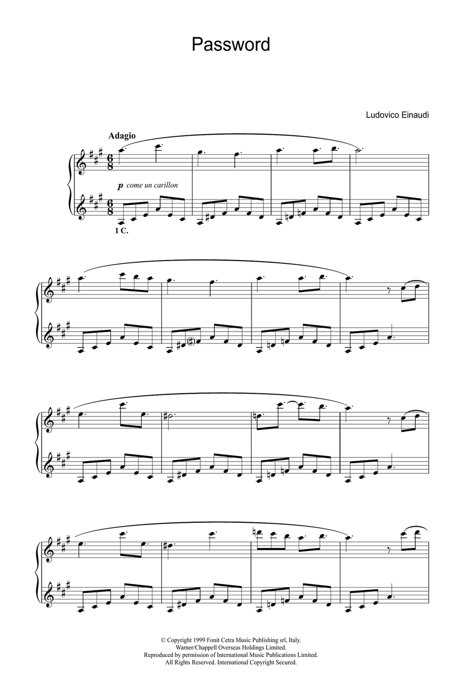Password Piano Solo scores gallery preview page 1