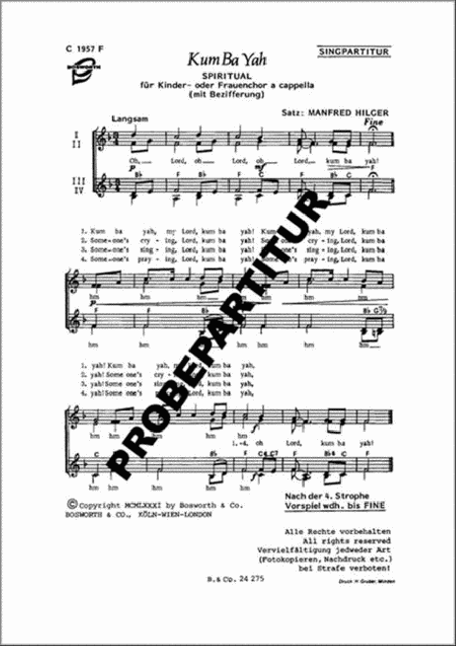 Kum ba yah Women's Choir scores gallery preview page 1