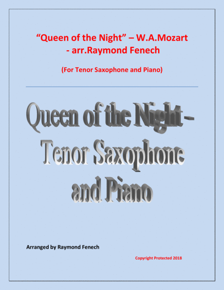 Queen of the Night - From the Magic Flute - Tenor Sax and Piano image number null
