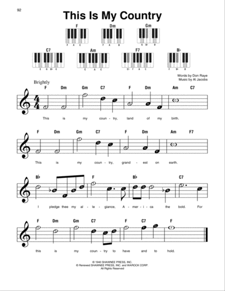 This Is My Country Easy Piano scores gallery preview page 1