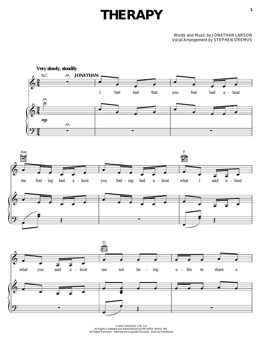 Therapy (from tick, tick... BOOM!) Guitar scores gallery preview page 1