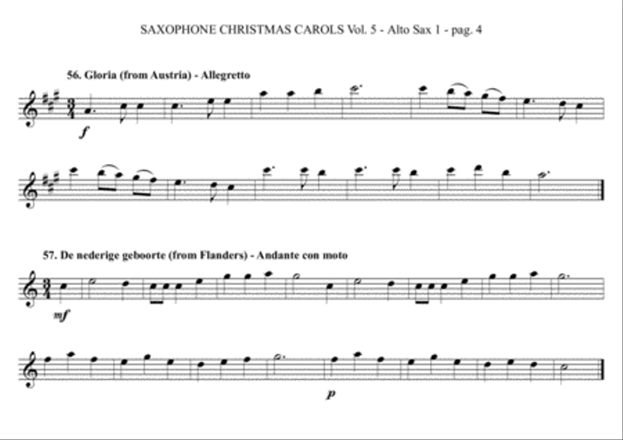 SAXOPHONE CHRISTMAS CAROLS vol. 5 - 12 world famous European Carols for Sax Quartet (SATB or AATB) Saxophone Quartet scores gallery preview page 4