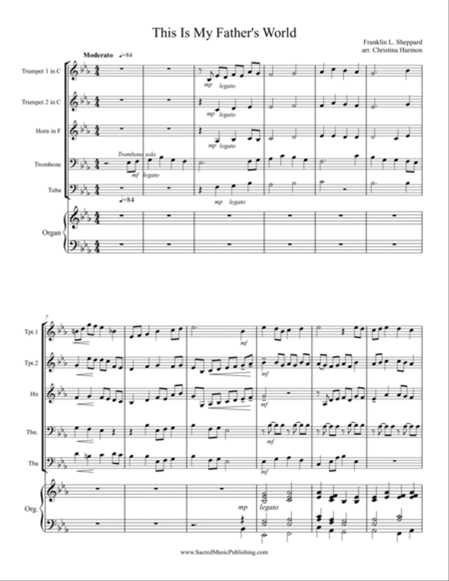 This Is My Father's World – Brass Quintet and Organ Small Ensemble scores gallery preview page 2