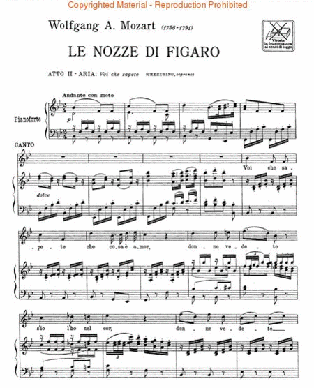 Voi che sapete (from Le Nozze di Figaro)