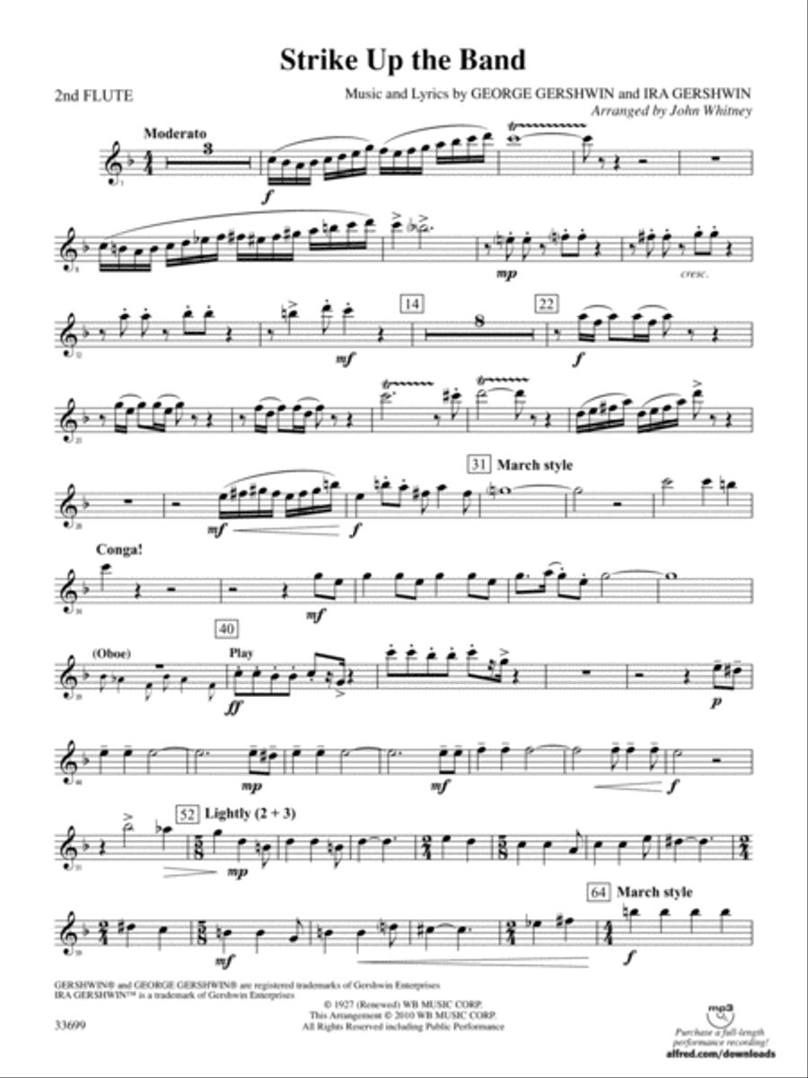 Strike Up the Band: 2nd Flute Full Orchestra scores gallery preview page 1