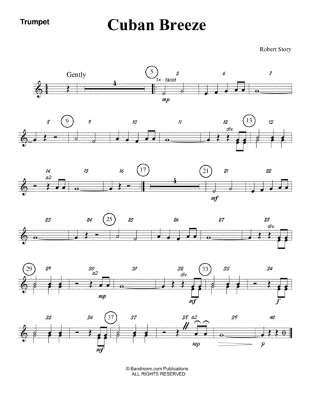 CUBAN BREEZE (beginner concert band - super easy - score, parts, and license to photocopy) image number null