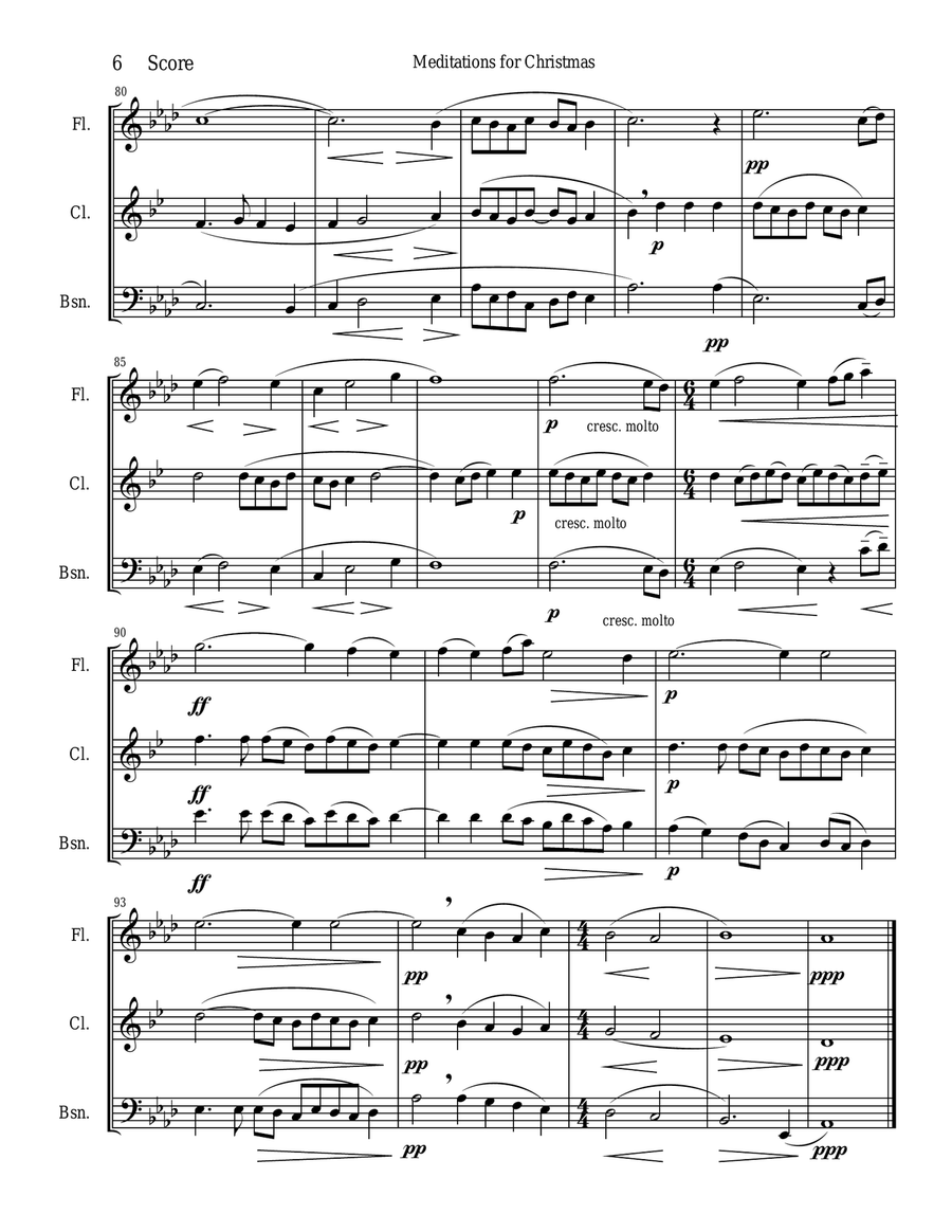 Meditations for Christmas, Russian Chant for Flute, Clarinet, and Bassoon Trio Woodwind Trio scores gallery preview page 6