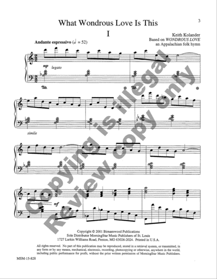 Wondrous Love Wondrous Love Easy Piano scores gallery preview page 3