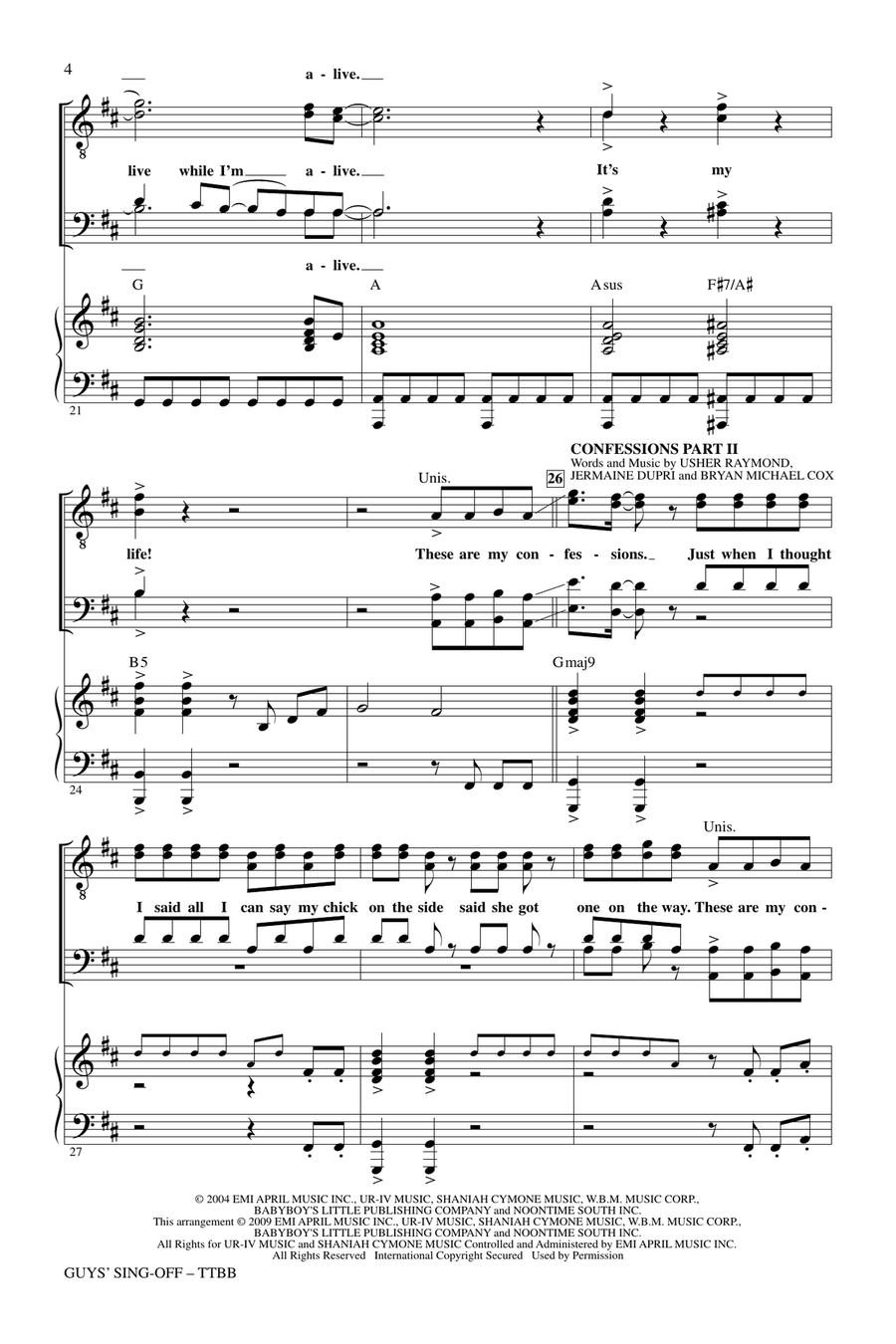 Guys' Sing-Off (from Glee) TTBB scores gallery preview page 3