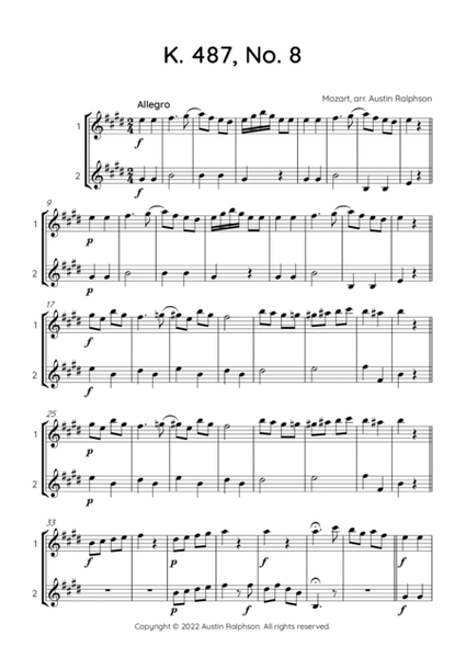 Mozart K. 487 No. 8 - alto sax duet image number null