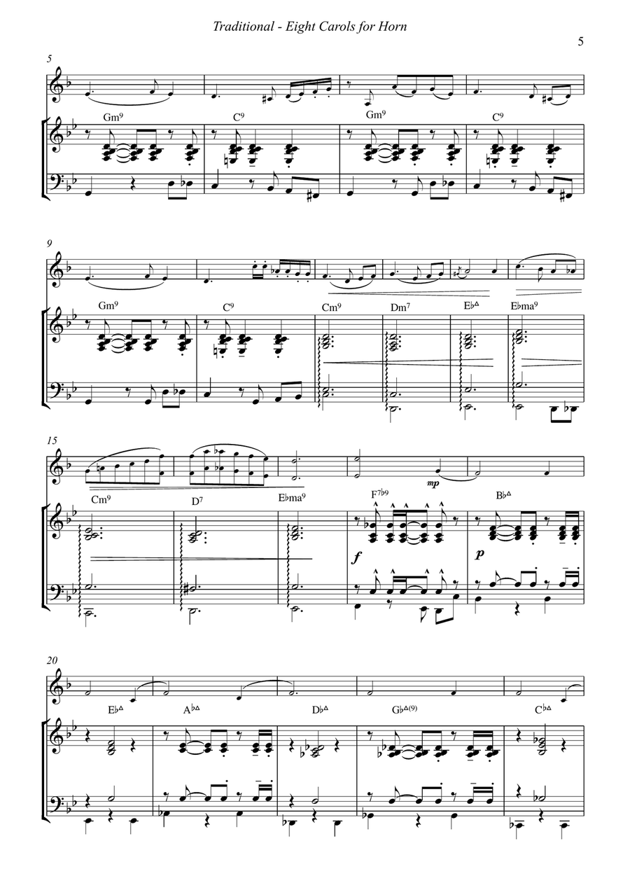 Eight Christmas Carols for French Horn and Piano Piano scores gallery preview page 4