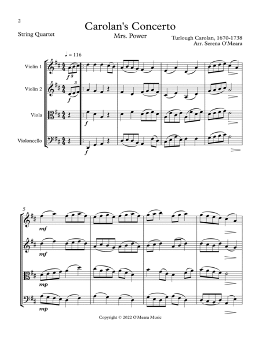 Carolan’s Concerto for String Quartet String Quartet scores gallery preview page 2