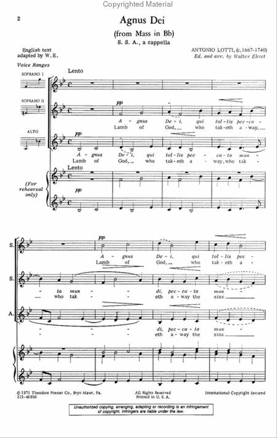 Agnus Dei SSA scores gallery preview page 2