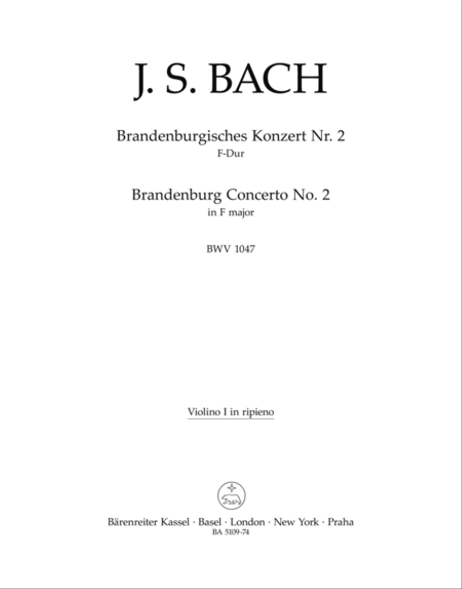 Brandenburg Concerto, No. 2, No. 2 F major, BWV 1047 Violin scores gallery preview page 1