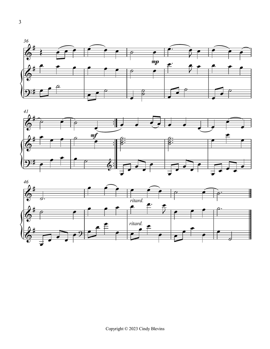 Away In A Manger, Piano and Tin Whistle (D) Piano scores gallery preview page 5