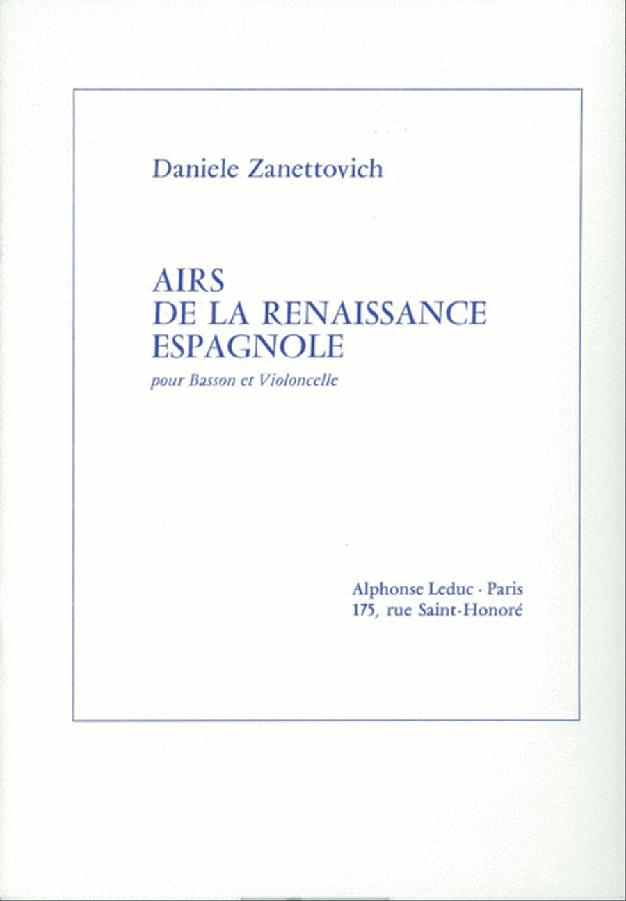 Airs De La Renaissance Espagnole (bassoon & Cello) Bassoon Solo scores gallery preview page 1