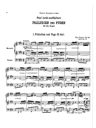 Book cover for Reger: Two Easy Preludes and Fugues, Op. 56