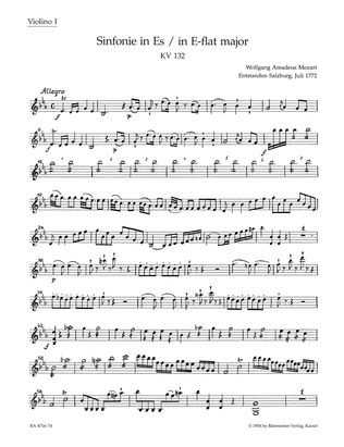 Book cover for Symphony, No. 19 E flat major, KV 132