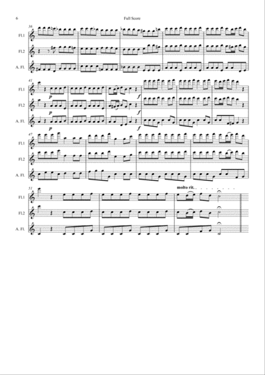 Vivaldi: The Four Seasons (Le quattro stagioni): A 4 Movement Suite (easier/abridged) - flute trio Flute Trio scores gallery preview page 6