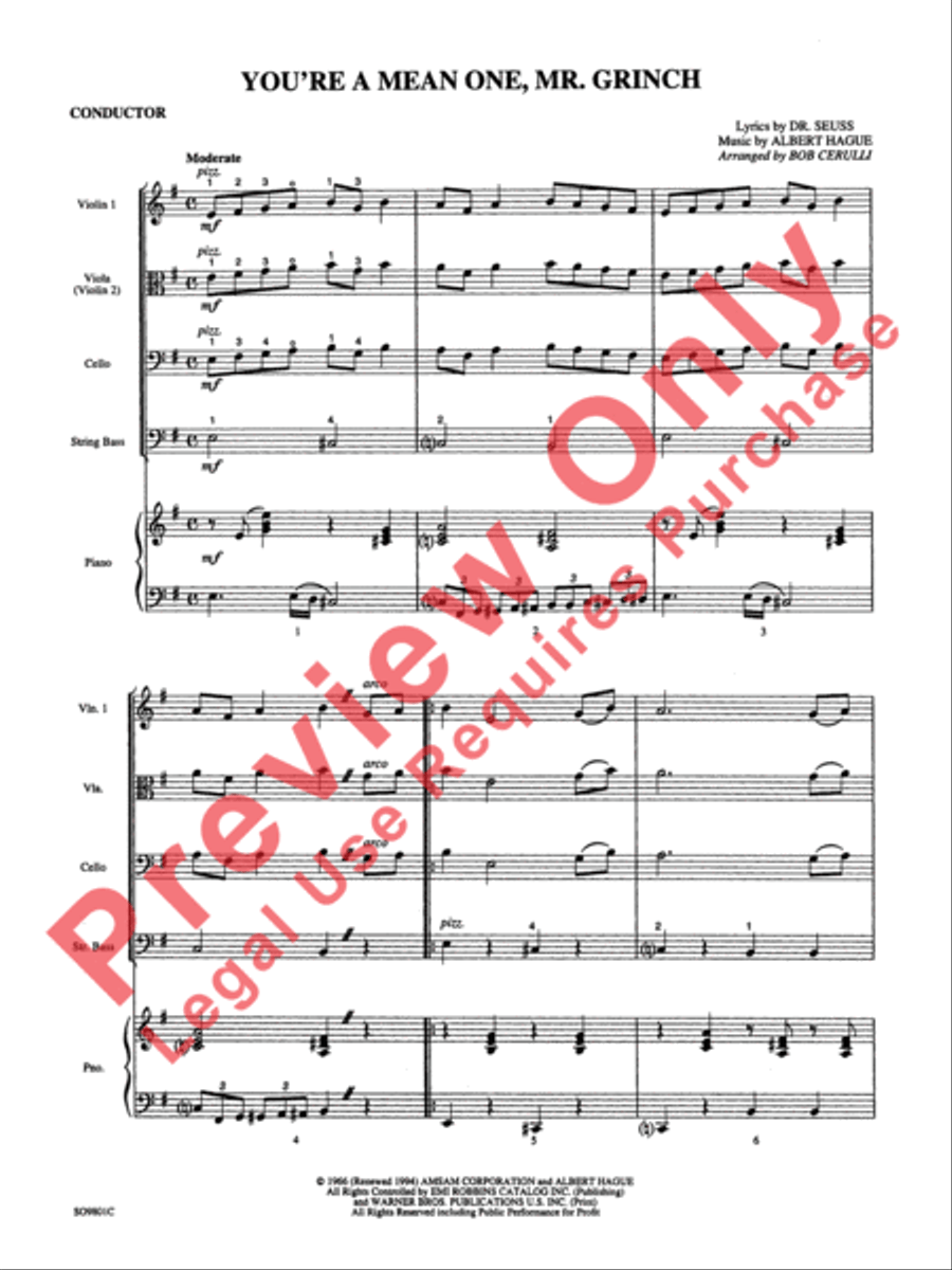 You're a Mean One, Mr. Grinch String Orchestra scores gallery preview page 4