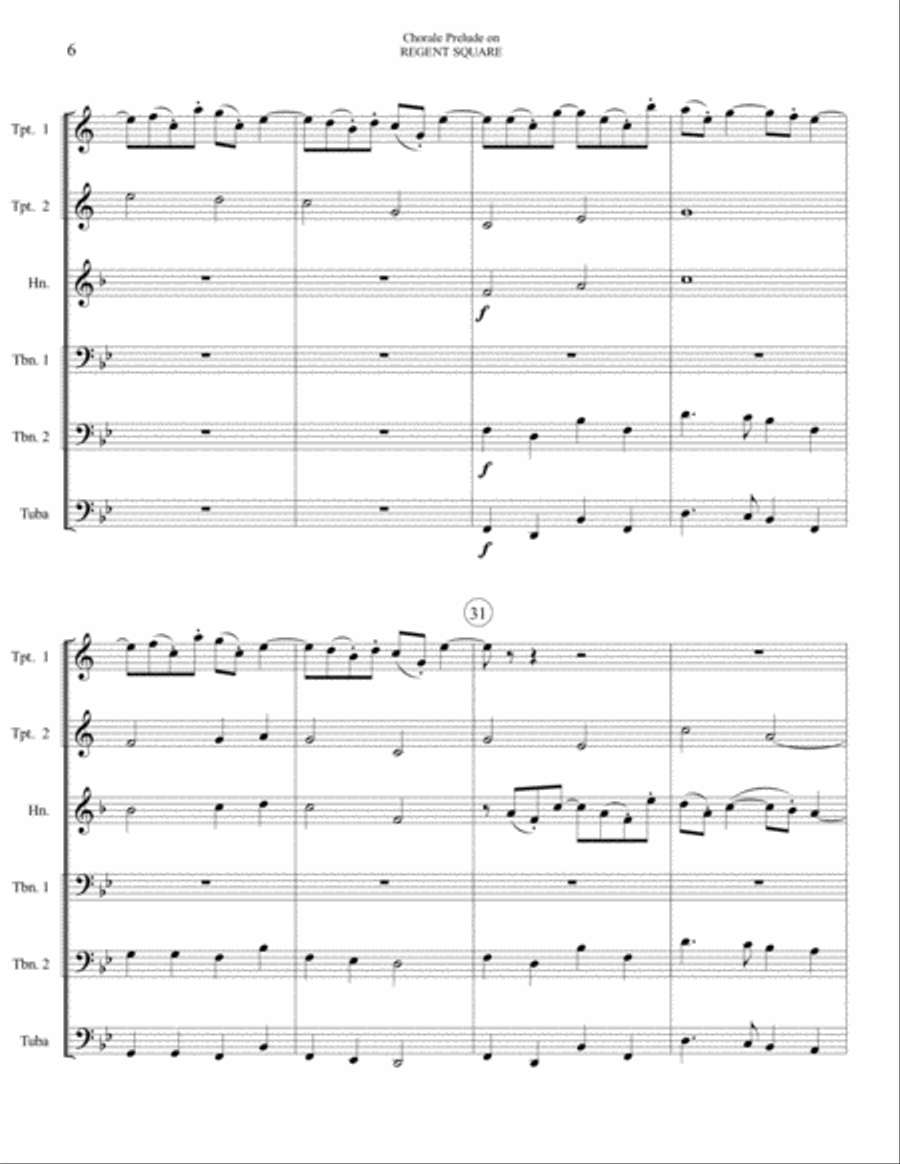 Chorale Prelude on Regent Square - Brass Sextet Brass Ensemble scores gallery preview page 6