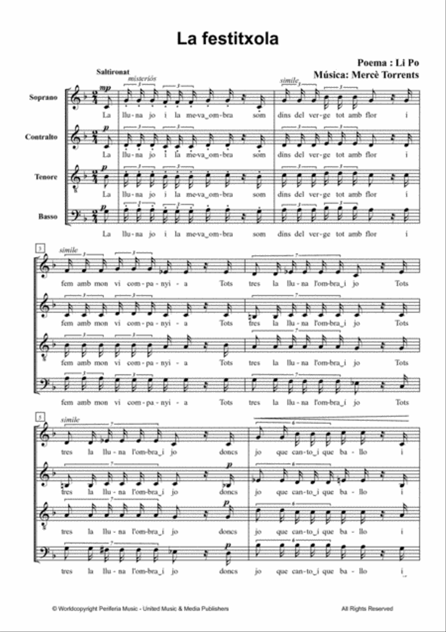 La Festitxola for Mixed Choir (SATB) 4-Part scores gallery preview page 2