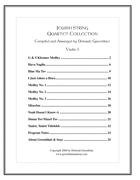 Jewish String Quartet Collection - Parts