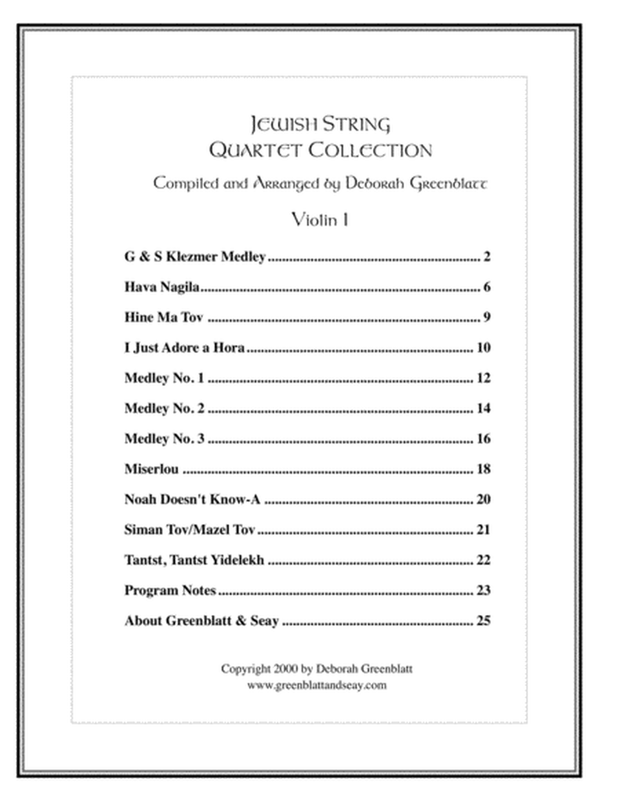 Jewish String Quartet Collection - Parts