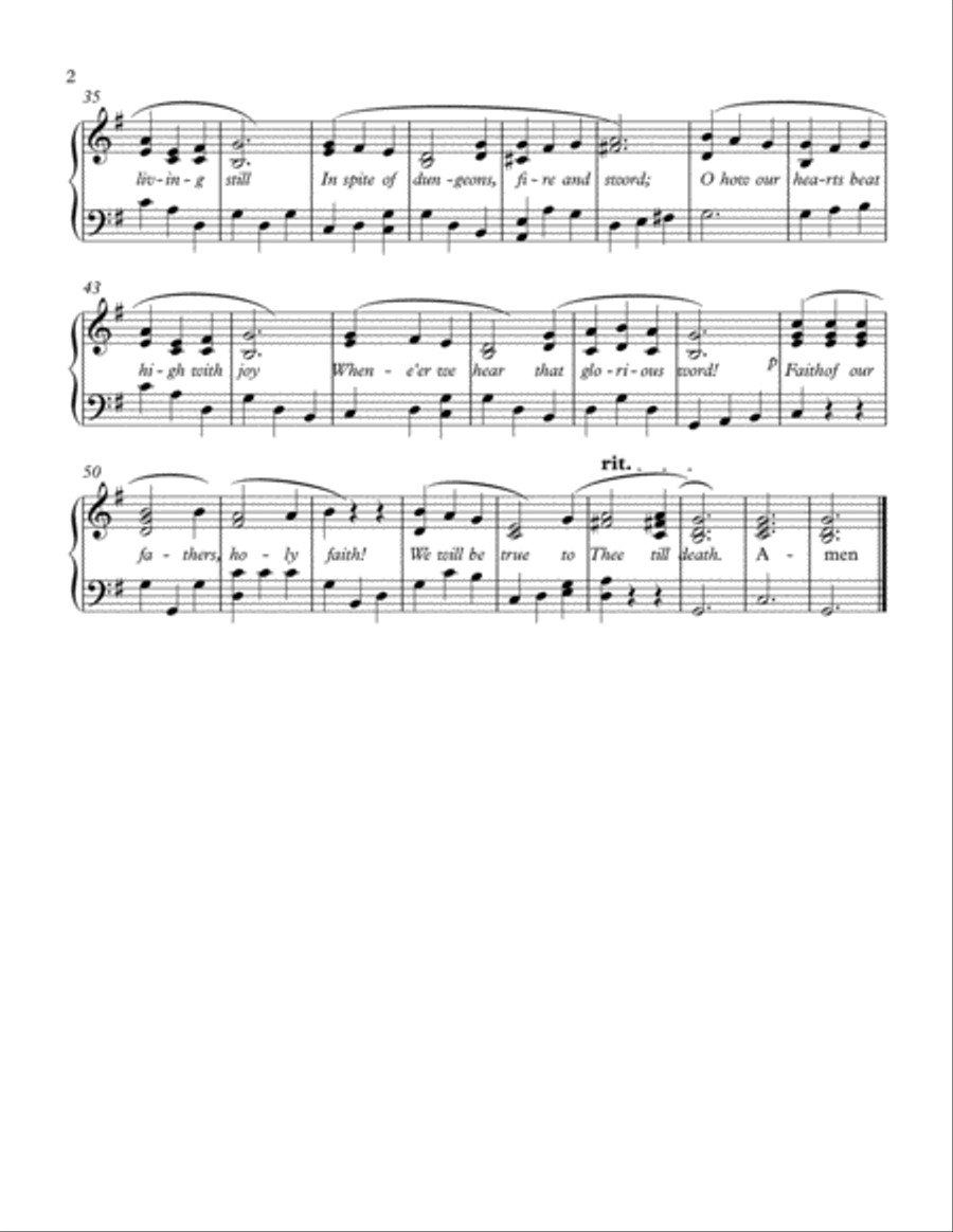 Hymn Medley (Rock of Ages, Faith of Our Fathers) Piano Solo scores gallery preview page 2