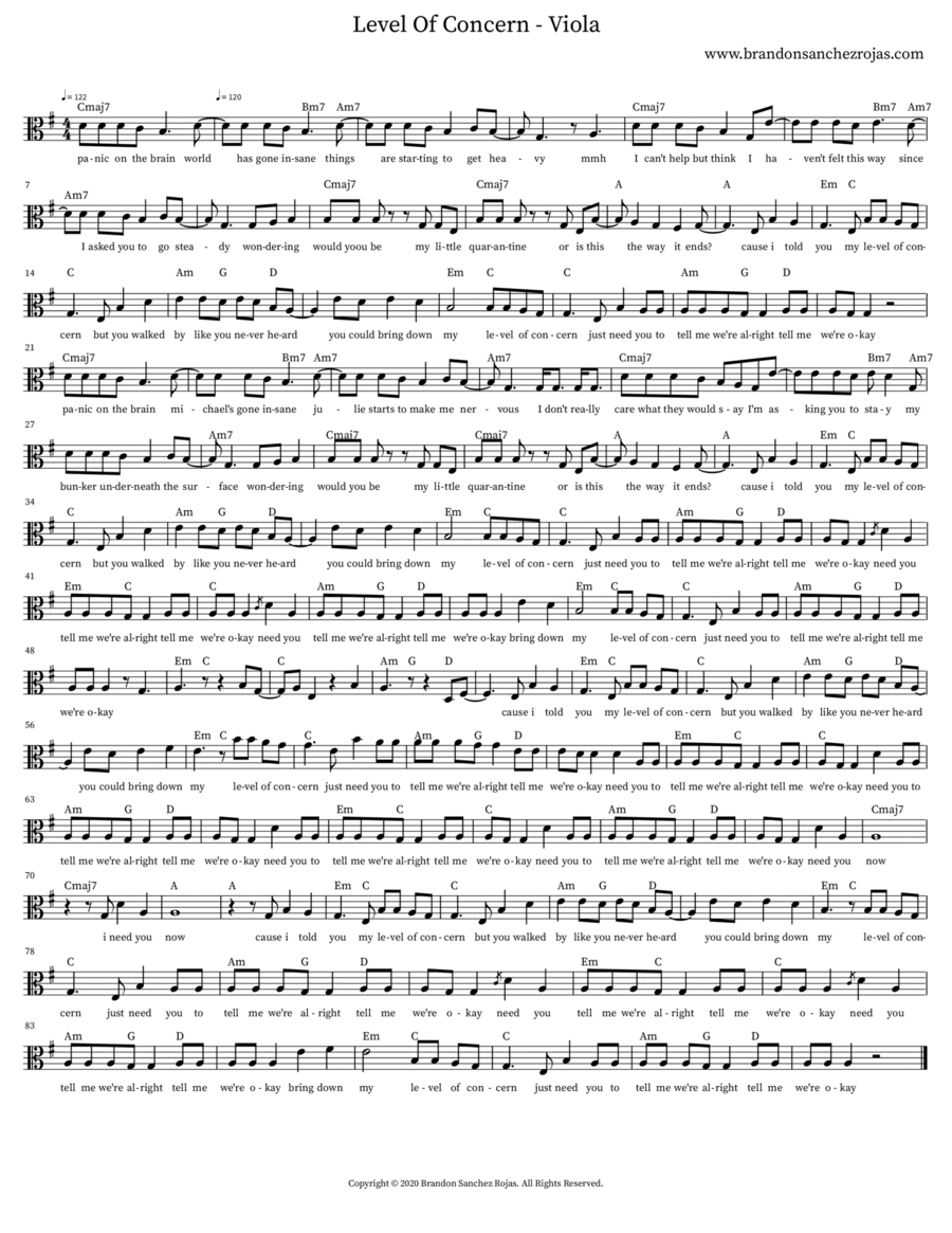 Level Of Concern - Viola Level Of Concern - Viola Viola Solo scores gallery preview page 1