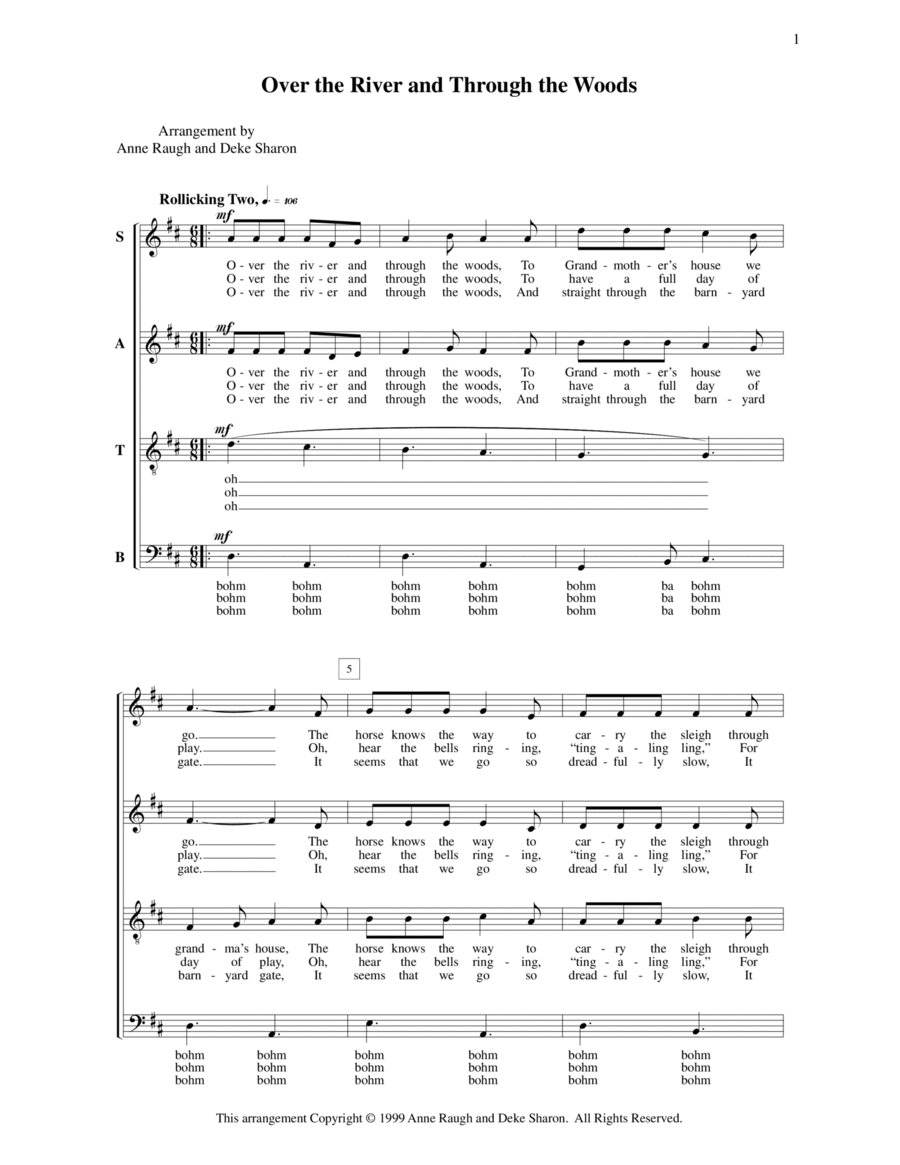 Over the River and Through the Woods 4-Part scores gallery preview page 1