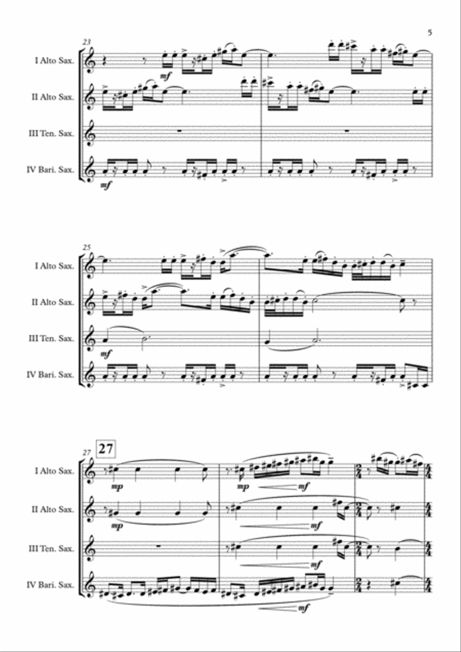 Bugler's Dream (Olympic Fanfare) Saxophone Quartet scores gallery preview page 6