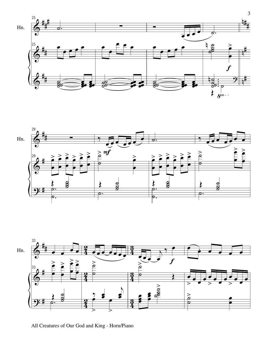 Gary Lanier: 3 HYMNS of ADORATION (Duets for Horn in F & Piano) Brass Duet scores gallery preview page 5