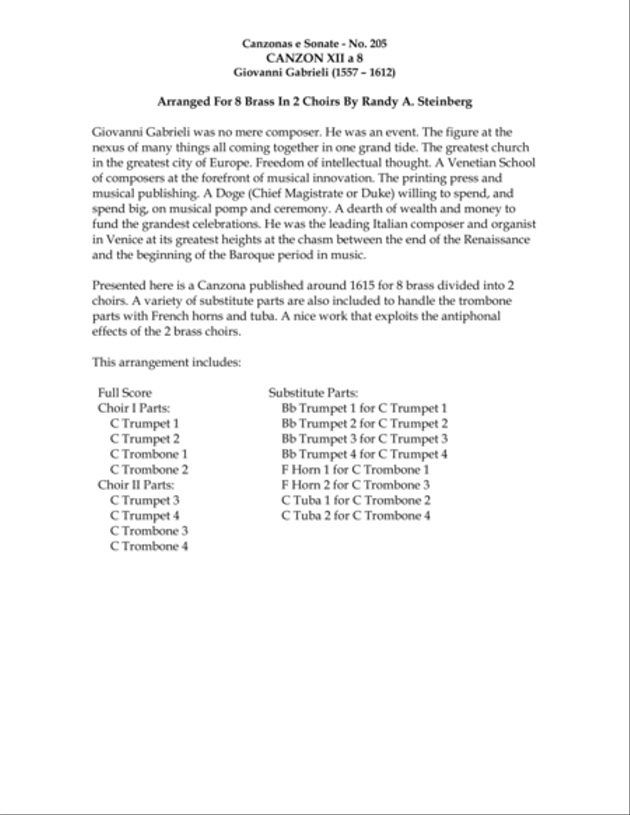 Canzon XII a 8 - No. 205 Brass Ensemble scores gallery preview page 3