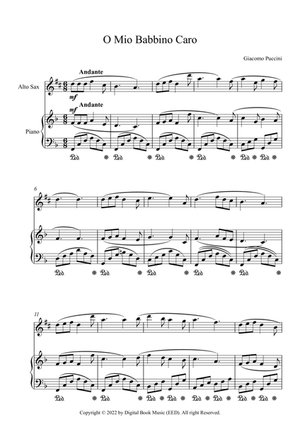 O Mio Babbino Caro - Giacomo Puccini (Alto Sax + Piano) image number null