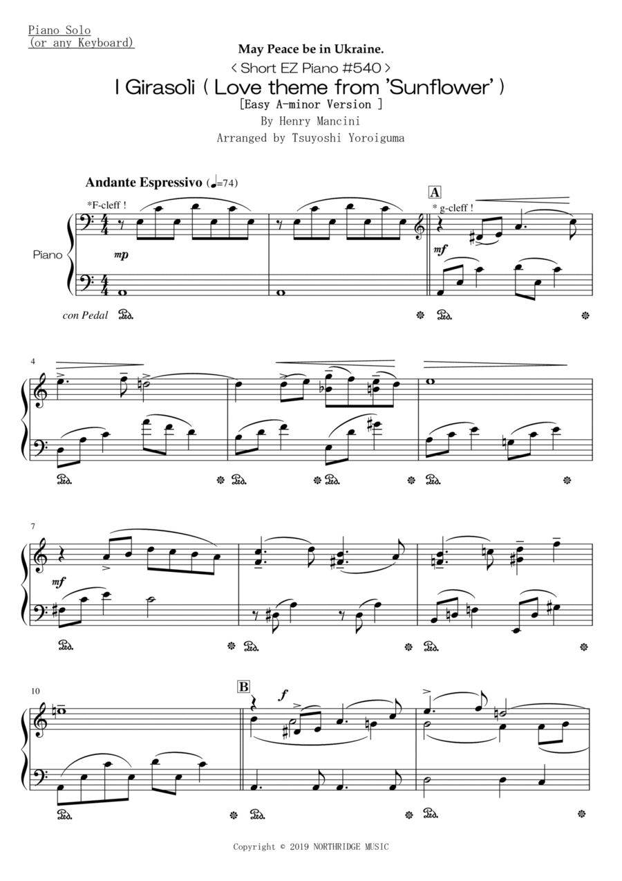 I Girasoli Easy Piano scores gallery preview page 1