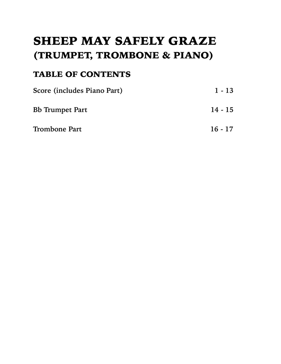 Sheep May Safely Graze (Bach): Trio for Trumpet, Trombone and Piano Brass Trio scores gallery preview page 4