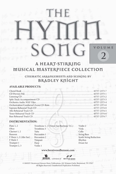 The Hymn Song Volume 2 - Orchestra Parts And Conductor's Score CD-ROM image number null