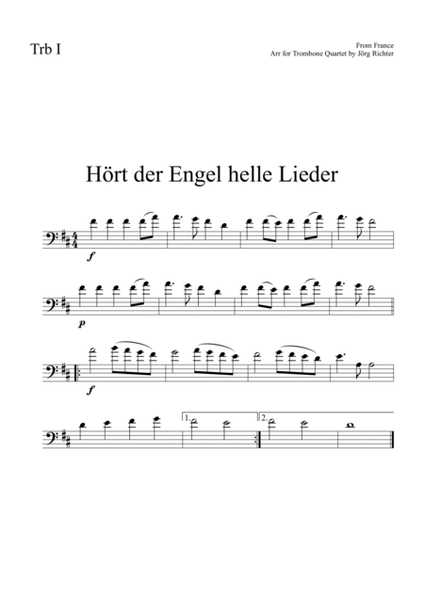 Angels We Have Heard on High (Hört der Engel helle Lieder) for trombone quartet image number null